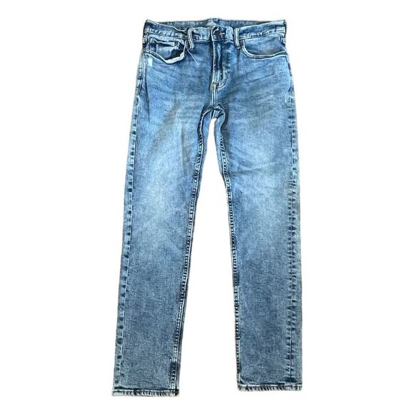 Old Navy Slim Fit Jeans Blue Medium Wash Denim 5-Pocket Distressed 32x32 - Picture 1 of 4